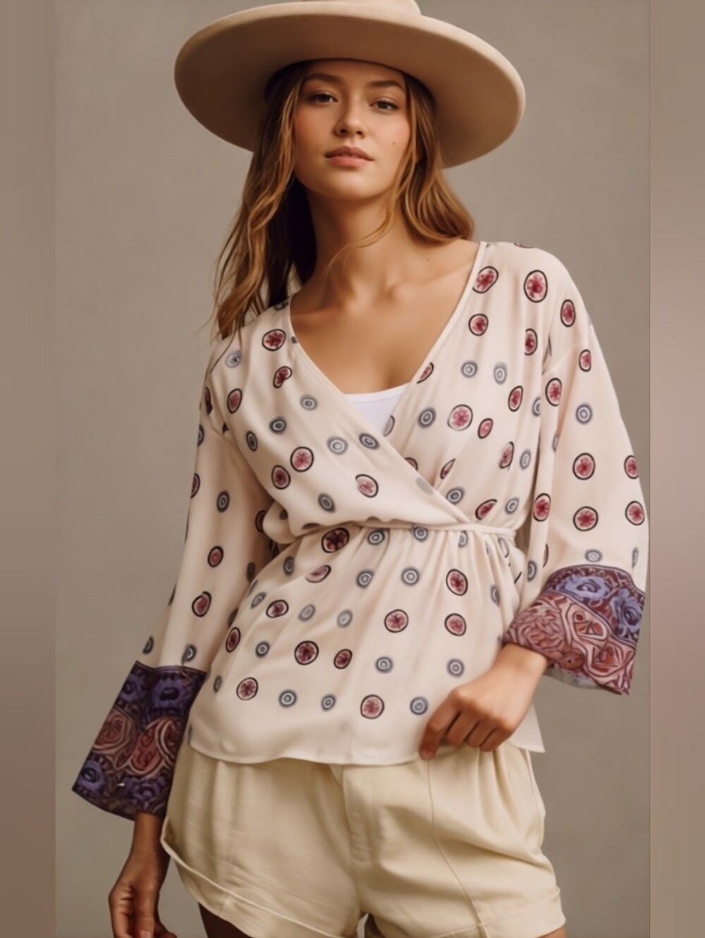 Maurices Cream Layered Boho Sheer Blouse